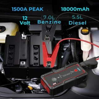 Professionele Accustarter Auto 1500A 18000mAh Zwart/Rood