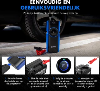 Quipted Q3 12V Jumpstarter 2500A 20000mAh met Compressor