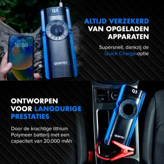 Quipted Q3 12V Jumpstarter 2500A 20000mAh met Compressor