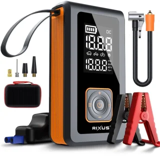 Rixus Jumpstarter 4-in-1 Draagbare Luchtcompressor Zwart