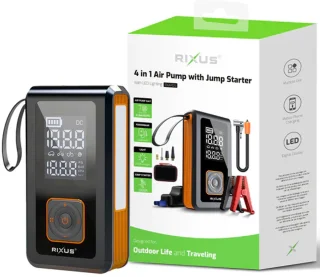 Rixus Jumpstarter 4-in-1 Draagbare Luchtcompressor Zwart