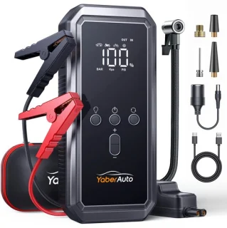SnelShoppen draagbare accu startkabel met luchtcompressor, 6000A jumpstarter