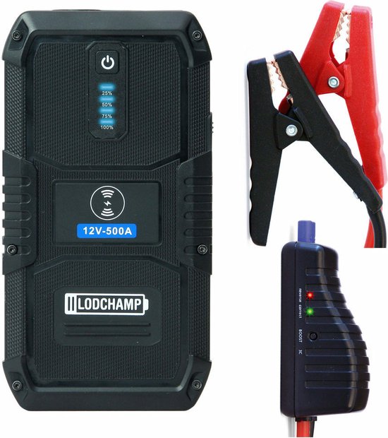 Startbooster 500A: compacte jumpstarter en draadloze powerbank in één