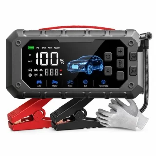 Startbooster jumpstarter met compressor