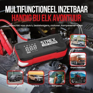 Strex 12V Jumpstarter 4000A 24000mAh Met Compressor