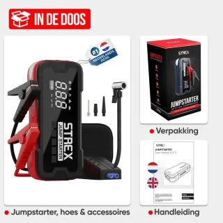 Strex 12V Jumpstarter 4000A 24000mAh Met Compressor