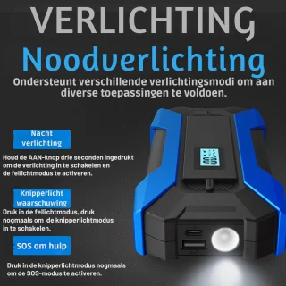 Truskore Jumpstarter 12V 800A 10000mAh Blauw/Zwart