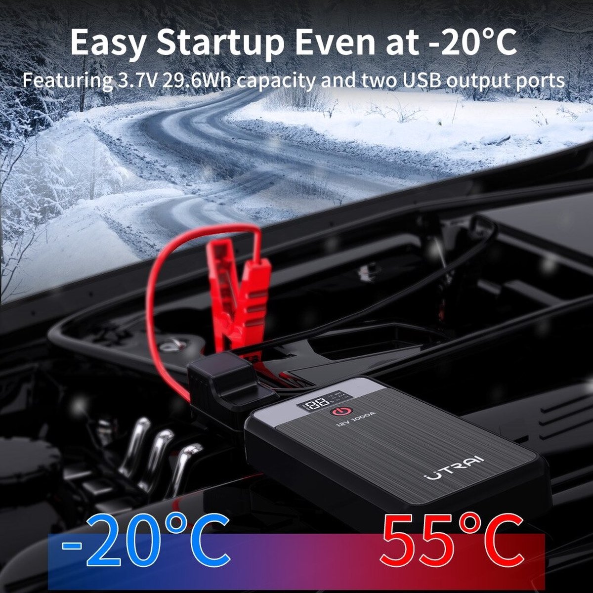 Utrai 12V Jump Starter 10000mAh 1000A 4-in-1