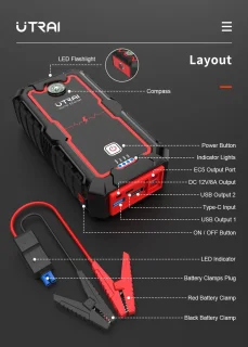 Utrai Auto Acculader 2000A Jumpstarter 8-in-1