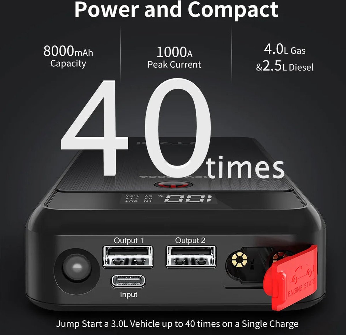 Utrai JS-Air Jumpstarter 1000A 12V 8000mAh Zwart
