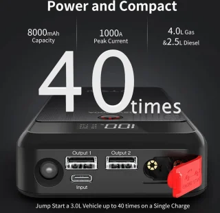 Utrai JS-Air Jumpstarter 1000A 12V 8000mAh Zwart