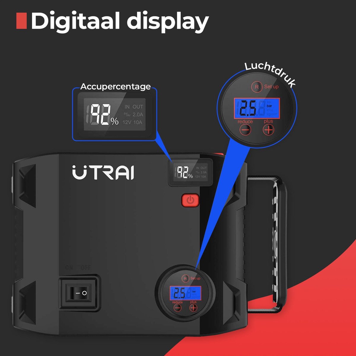 Wat vinden we goed aan de Utrai Jstar 5 Jumpstarter 24000mAh 2000A