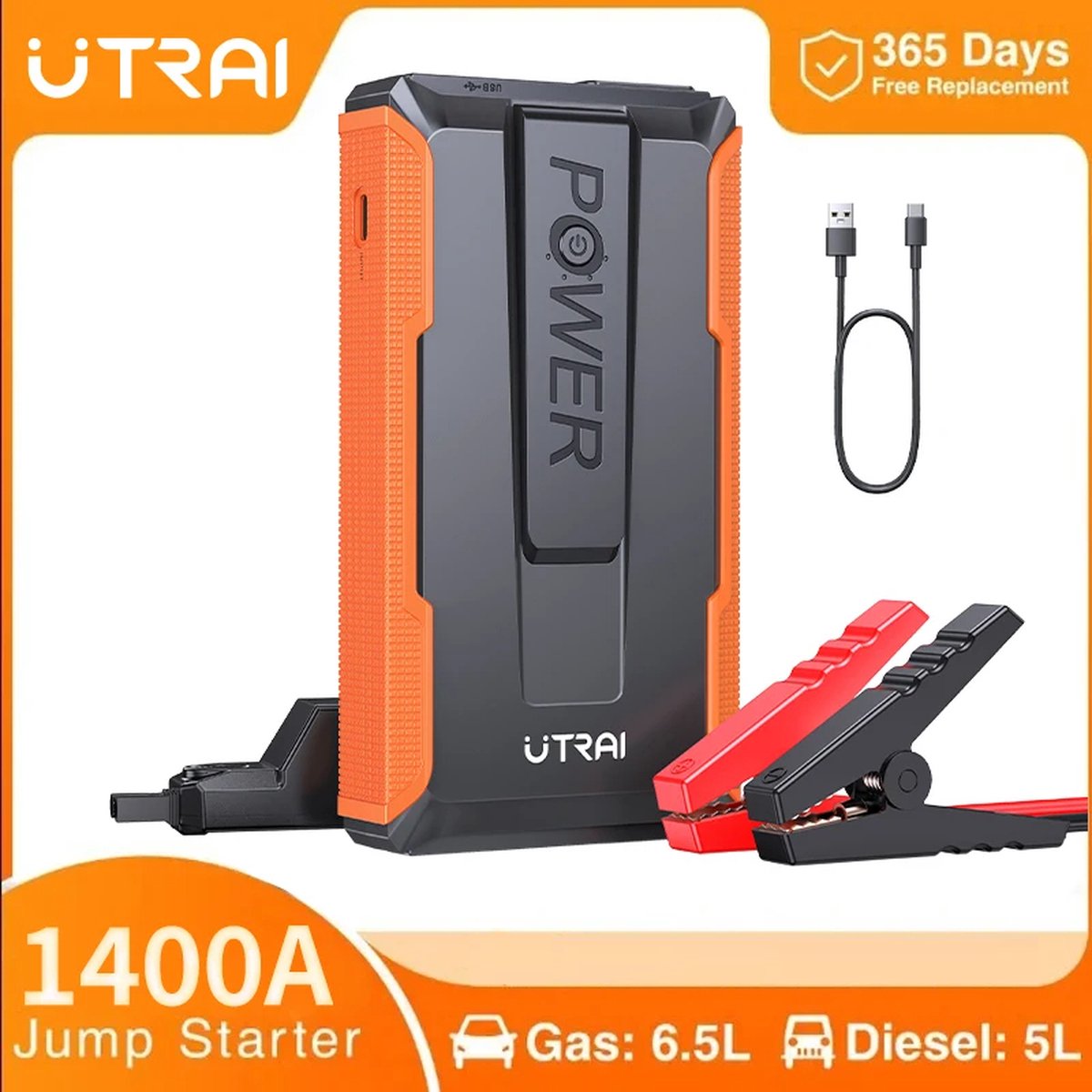 De UTRAI T1 Auto Jump Starter 1400A in één oogopslag