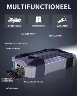 VALI® jumpstarter type-c draagbare accu - zwart/grijs