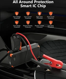 VFLY Jump Starter 12V 3000A 4-in-1 Zwart/Rood
