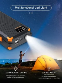 VFLY Jump Starter 12V 3000A 4-in-1 Zwart/Rood