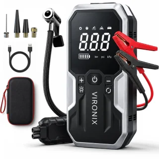 De VIRONIX jumpstarter voor auto met compressor in één oogopslag