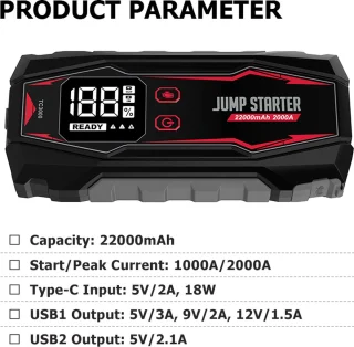 Woegel A3 12V Jumpstarter 22000mAh 2000A