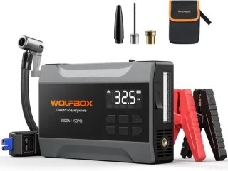 WOLFBOX Jumpstarter 12V: compacte alles-in-één startbooster met compressor