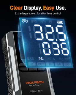 Wolfbox Jumpstarter 3000A 16000mAh met Compressor en Startkabels