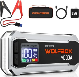 Wolfbox Jumpstarter 4000A 24000mAh met Adapter en Snellader