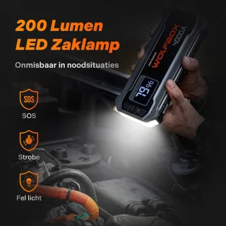 Wolfbox Jumpstarter 4000A 24000mAh met Adapter en Snellader