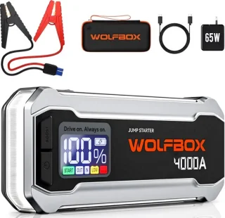 Wolfbox Jumpstarter 4000A 24000mAh met Adapter en Snellader