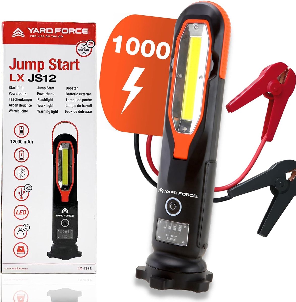 De Yard Force Jumpstarter 12000mAh 12V 400A in één oogopslag