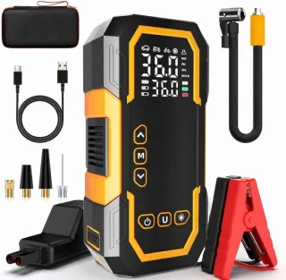 Zosudull jumpstarter 12V 1500A 10000mAh met compressor zwart/geel