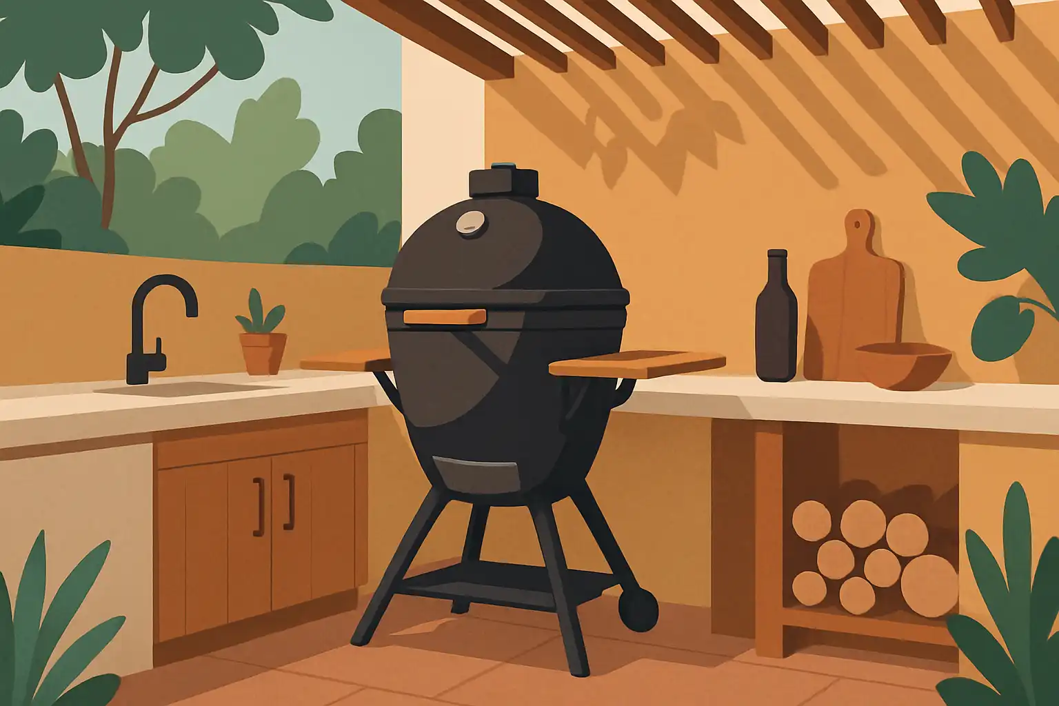 Buitenkeuken vibes: zo integreer je je kamado in een stijlvolle en functionele outdoor setup
