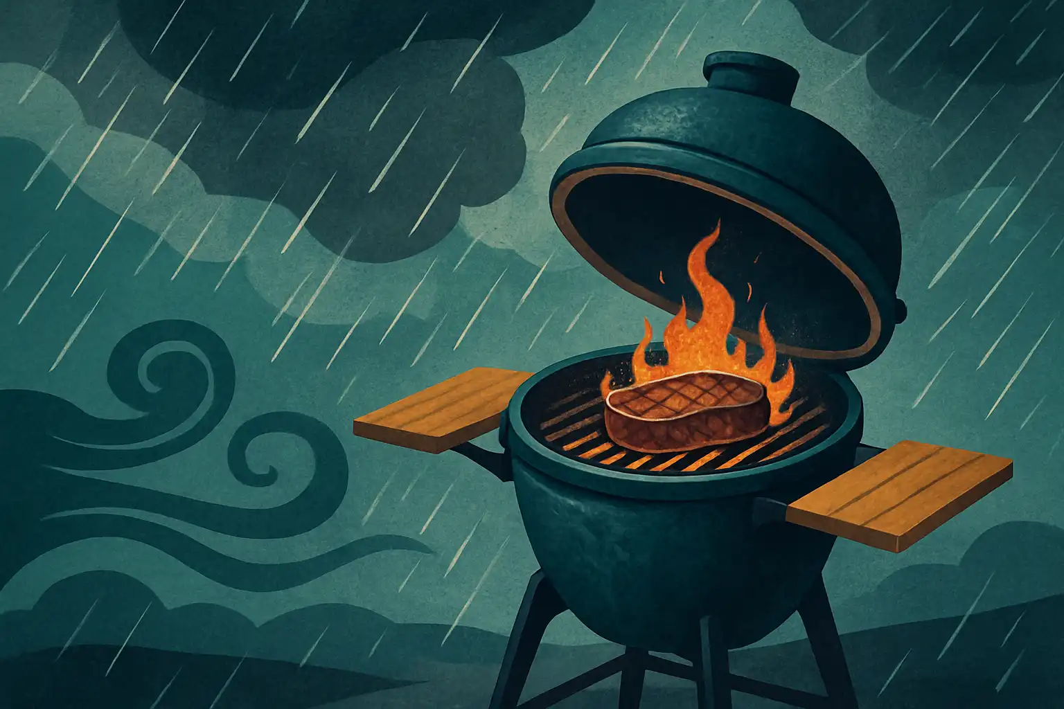 Stormproof grilling: zo haal je het beste uit je kamado tijdens regen, wind en kou