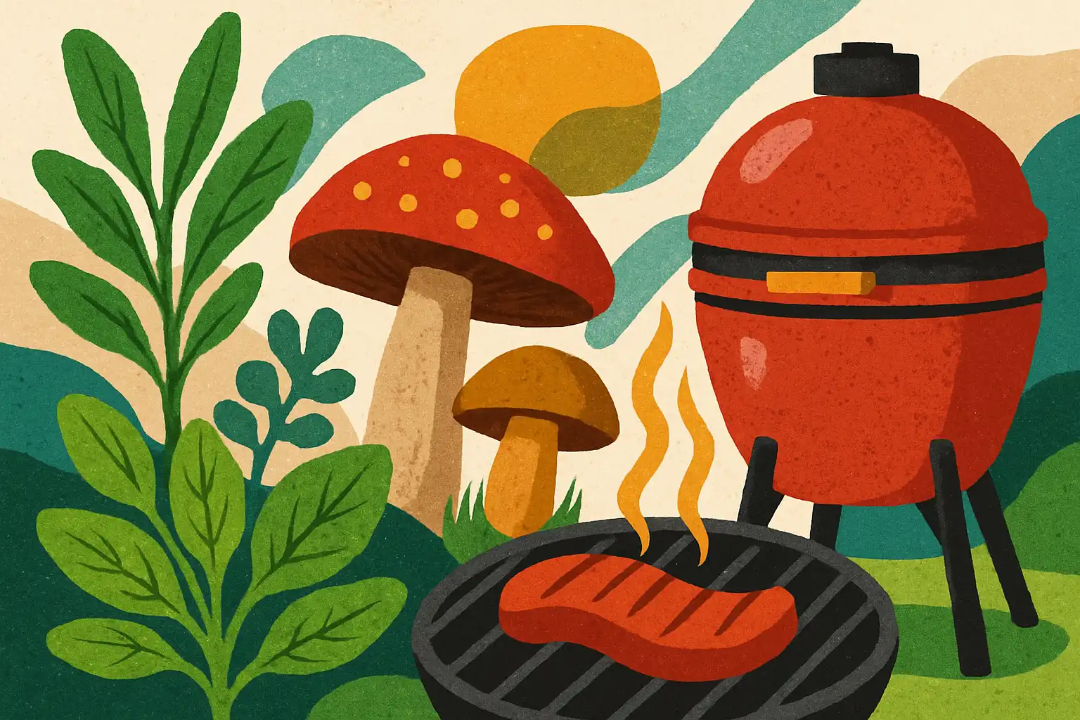 Wildpluk en de kamado: zo gebruik je eetbare wilde planten en paddenstoelen voor verrassende bbq-gerechten