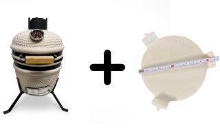 De Compleet - Own Grill 13 inch kamado barbecue V2 creme met heatdeflector in één oogopslag