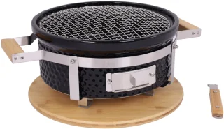 Hibachi Tafel Grill – Ronde Shichirin Tafel BBQ – Japanse Yakitori Grill – Keramisch – Geschikt voor Houtskool – Voor 1 tot 8 personen – ø 30 cm - Zwart
