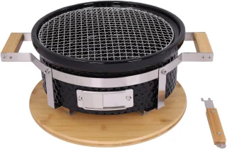 Hibachi Tafel Grill – Ronde Shichirin Tafel BBQ – Japanse Yakitori Grill – Keramisch – Geschikt voor Houtskool – Voor 1 tot 8 personen – ø 30 cm - Zwart