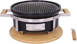 Hibachi Tafel Grill – Ronde Shichirin Tafel BBQ – Japanse Yakitori Grill – Keramisch – Geschikt voor Houtskool – Voor 1 tot 8 personen – ø 30 cm - Zwart