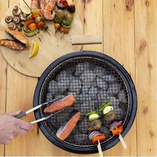 Hibachi Tafel Grill – Ronde Shichirin Tafel BBQ – Japanse Yakitori Grill – Keramisch – Geschikt voor Houtskool – Voor 1 tot 8 personen – ø 30 cm - Zwart