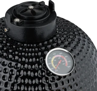 Kamado barbecue - Ø 26 cm - keramisch - met thermometer - deksel - zwart