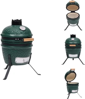 vidaXL Rokersbarbecue - Rokersbarbecues - Kamado - Kamados - Kamado barbecue 56 cm keramiek groen