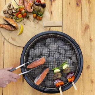 Hibachi Tafel Grill – Ronde Shichirin Tafel BBQ – Japanse Yakitori Grill – Keramisch – Geschikt voor Houtskool – Voor 1 tot 8 personen – ø 30 cm - Donkergroen