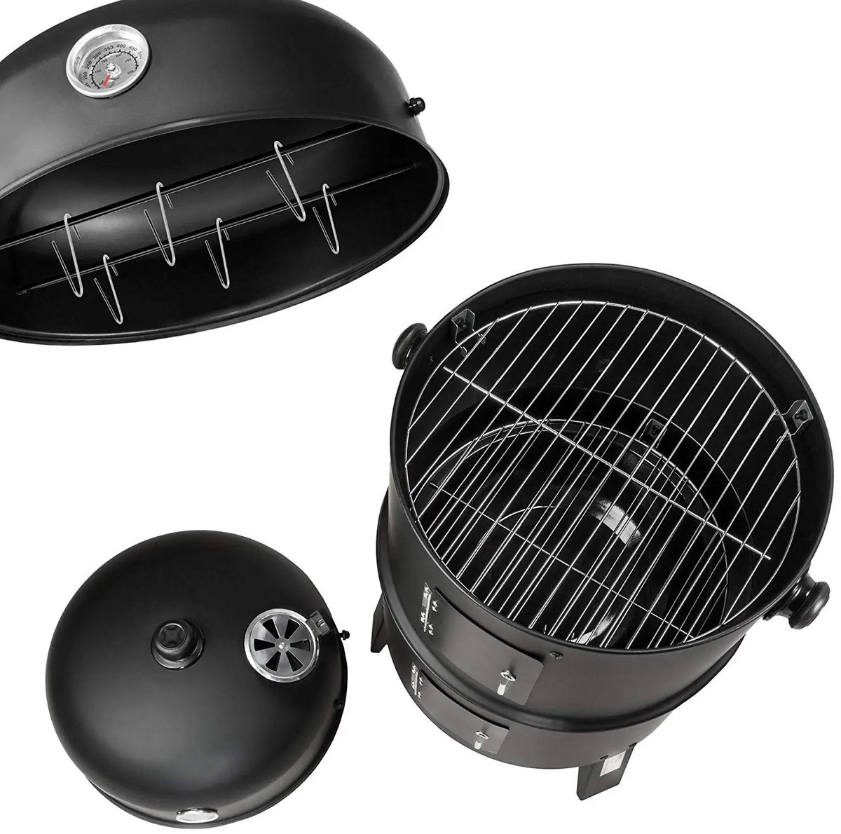 3-in-1 Houtskoolbarbecue Ø41cm Zwart