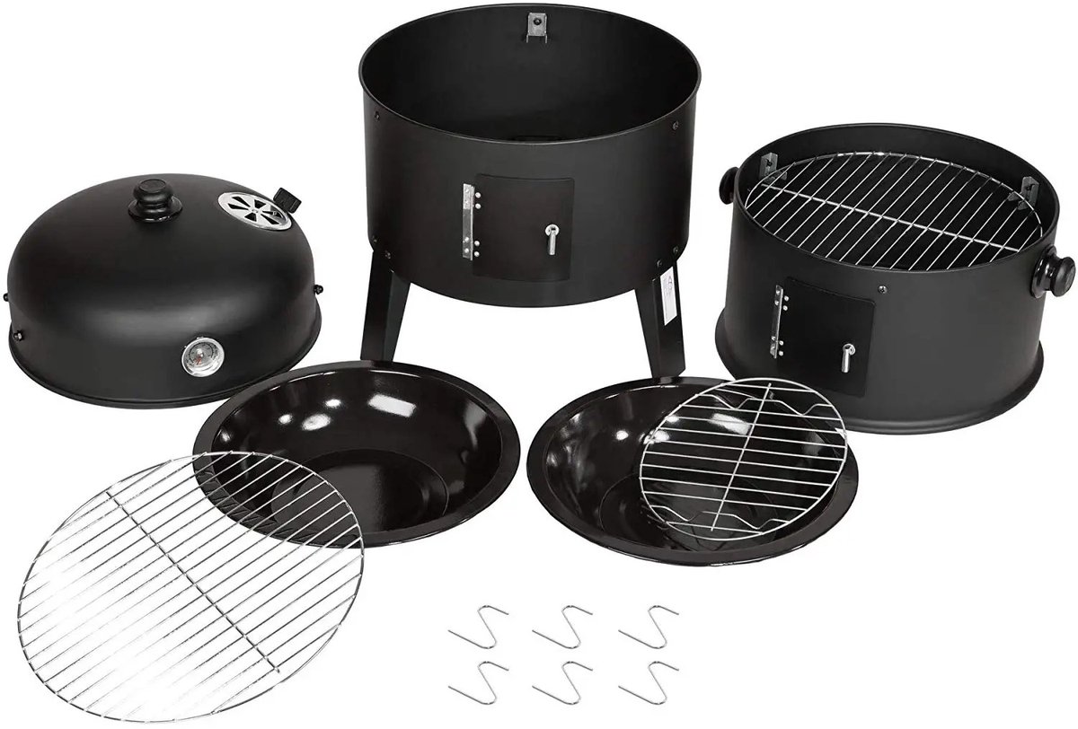 3-in-1 Houtskoolbarbecue Ø41cm Zwart