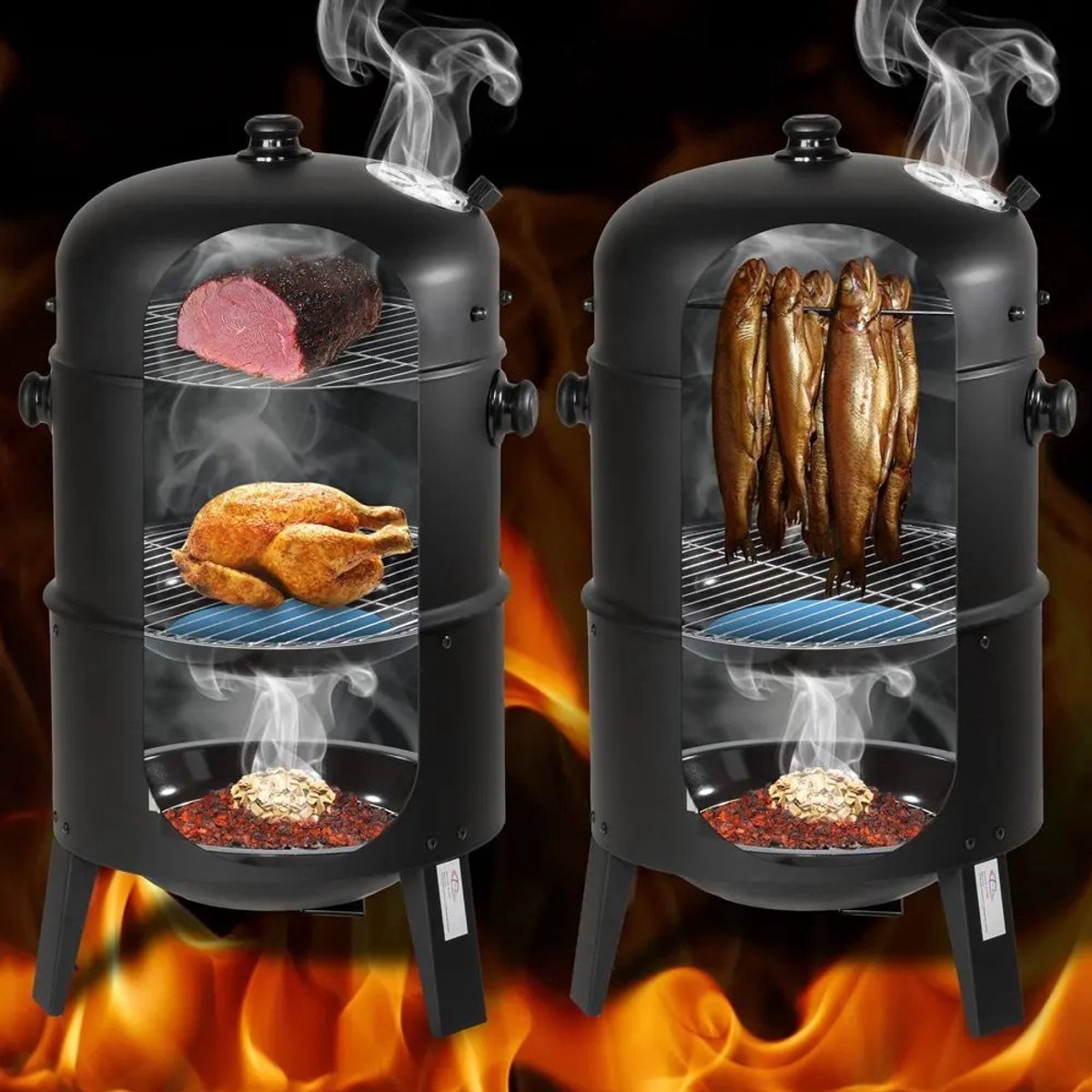 3-in-1 Houtskoolbarbecue Ø41cm Zwart