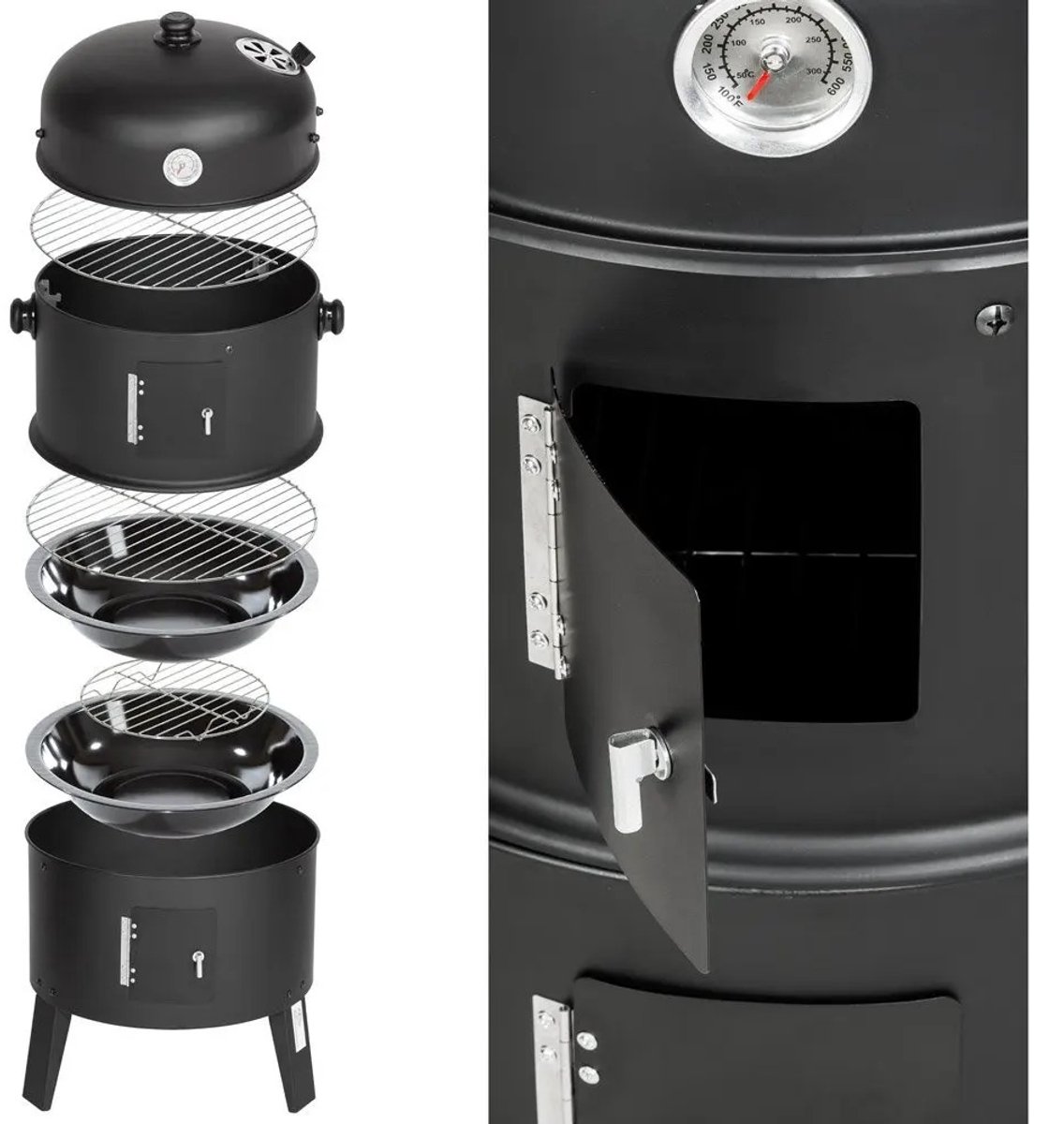 3-in-1 Houtskoolbarbecue Ø41cm Zwart