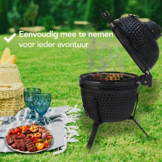 Aviro Kamado BBQ Egg 13 Inch Zwart Inclusief Hoes