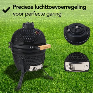 Aviro Kamado BBQ Egg 13 Inch Zwart Inclusief Hoes