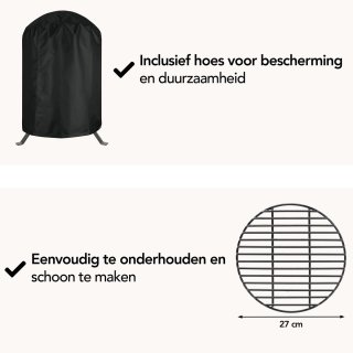 Aviro Kamado BBQ Egg 13 Inch Zwart Inclusief Hoes