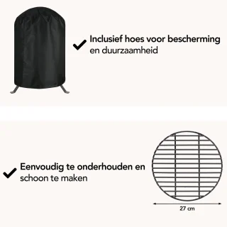 Aviro Kamado BBQ Egg 13 Inch Zwart Inclusief Hoes