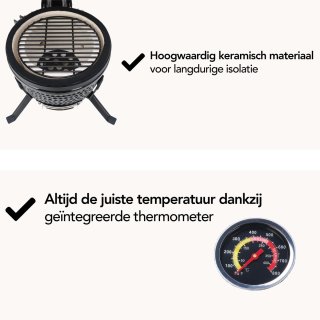 Aviro Kamado BBQ Egg 13 Inch Zwart Inclusief Hoes