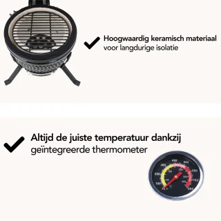 Aviro Kamado BBQ Egg 13 Inch Zwart Inclusief Hoes